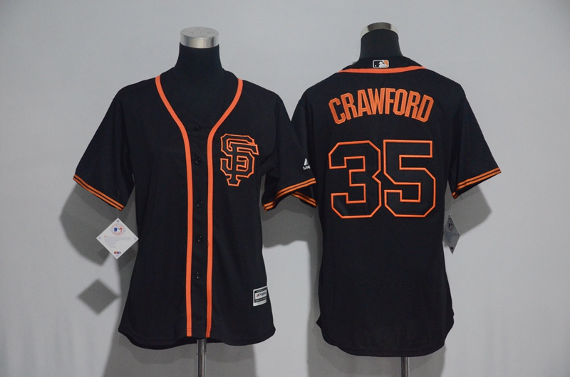 Womens 2017 MLB San Francisco Giants #35 Crawford Black Jerseys->women mlb jersey->Women Jersey